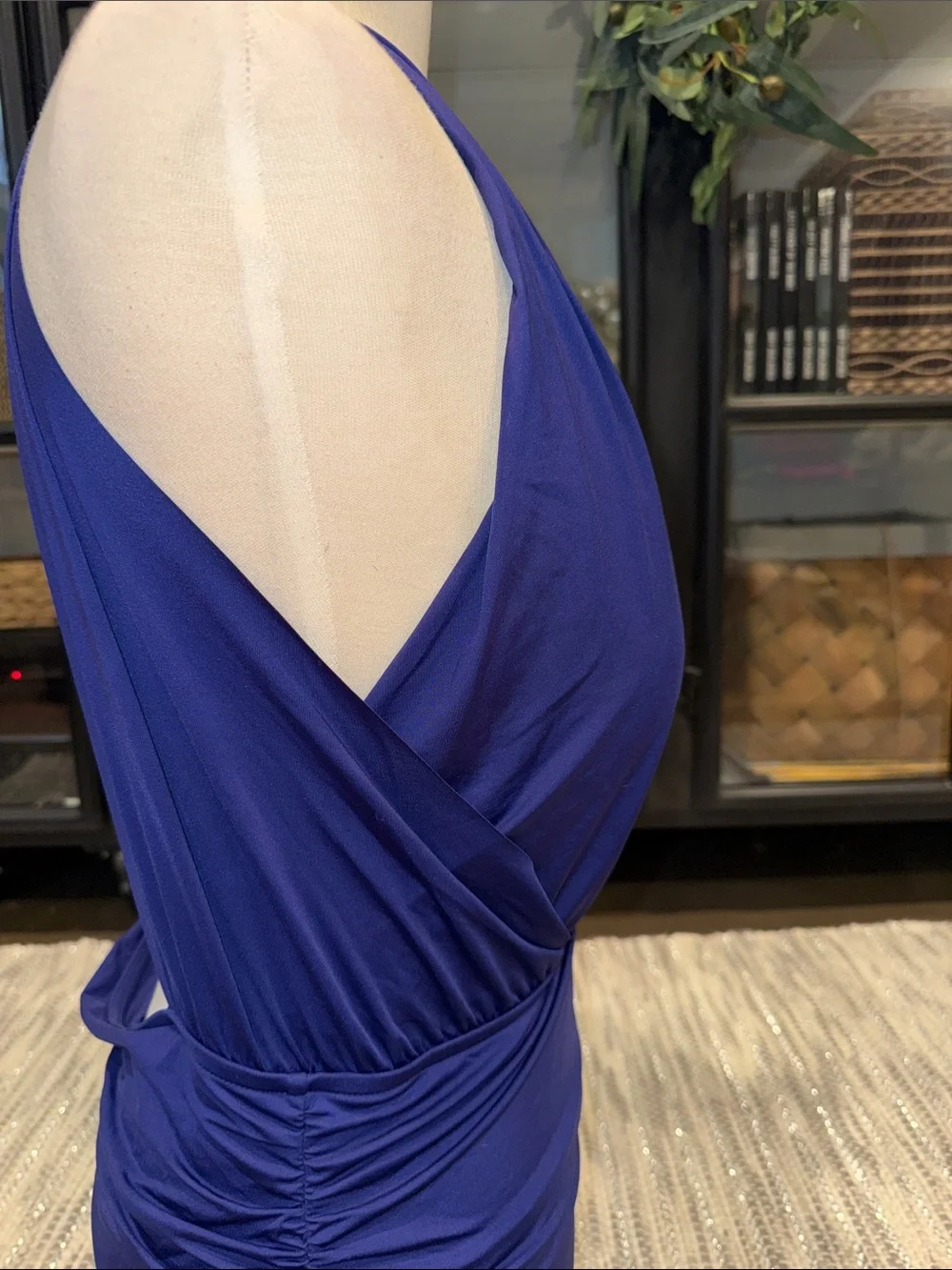 Badgley Mischka Deep Blue One-Piece Swim Bodysuit